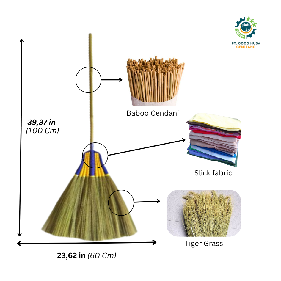 Handmade broom manufacturing in a professional workshop