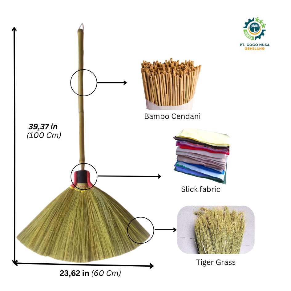 Grass broom builders working in a traditional workshop