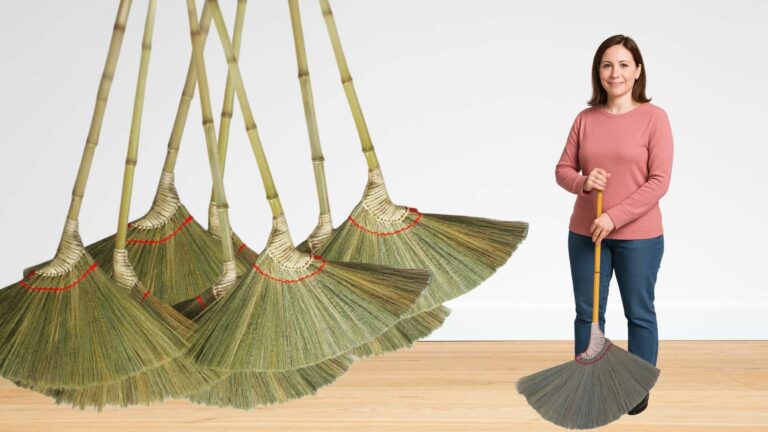 Broom grass broom production process in workshop