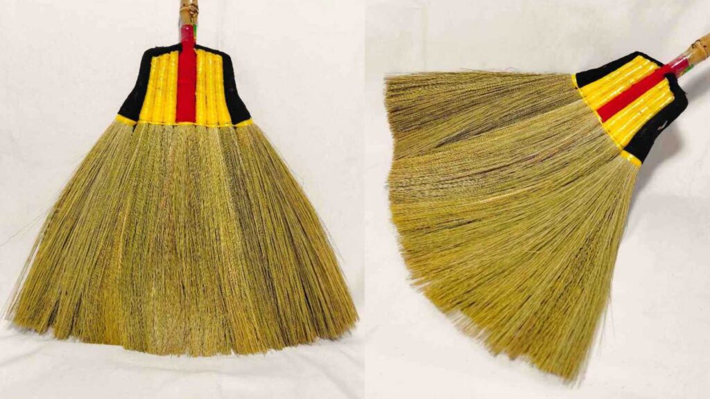 Traditional broom manufacturing with manual craftsmanship