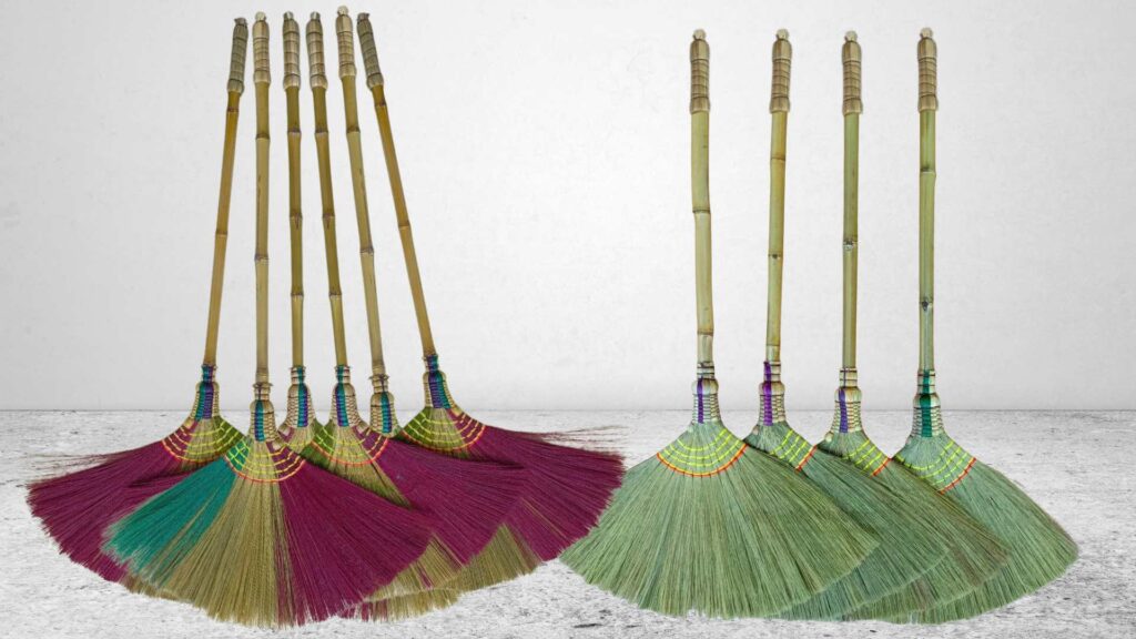 Grass broom export loading process into shipping container
