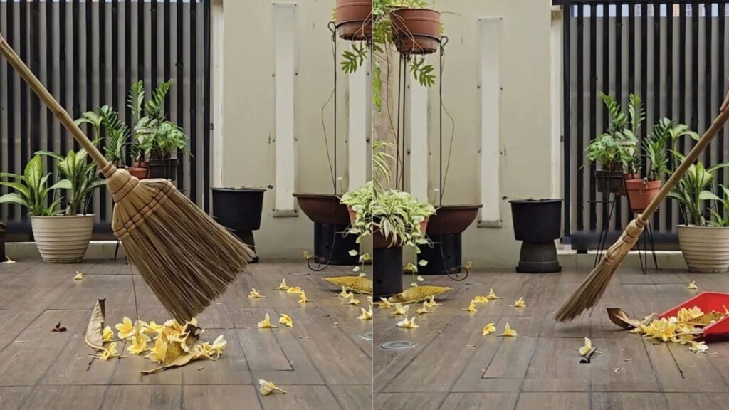 Coconut leaves broom made from eco-friendly coconut leaves material