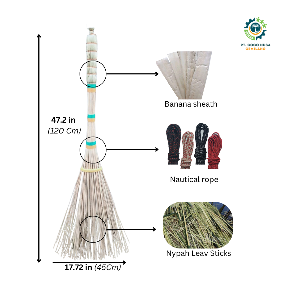 Handmade palm leafstick broom for household cleaning