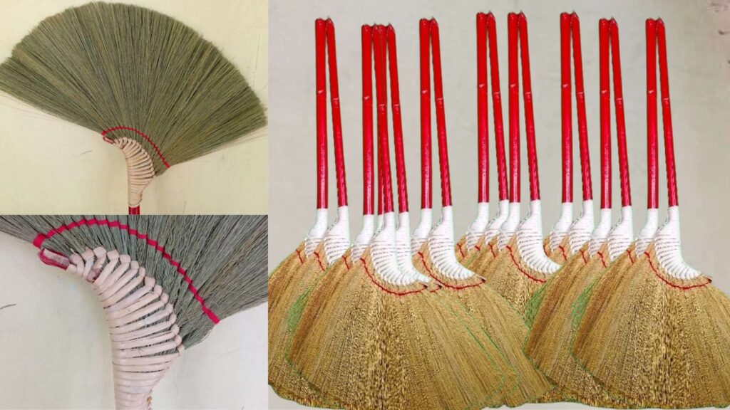 Broom grass broom made from sorghum grass