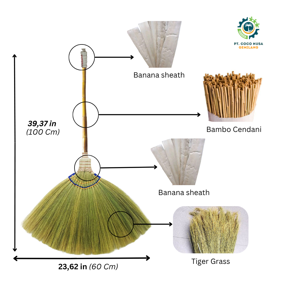 Corn broom made from natural corn fibers for household and outdoor cleaning