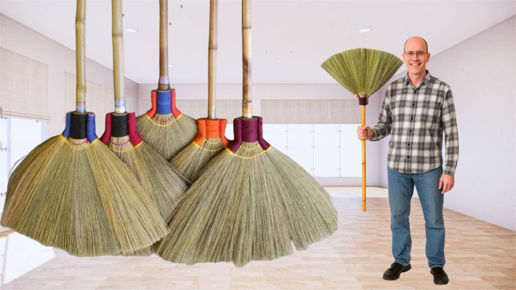 Grass broom builders manufacturing brooms from sorghum grass