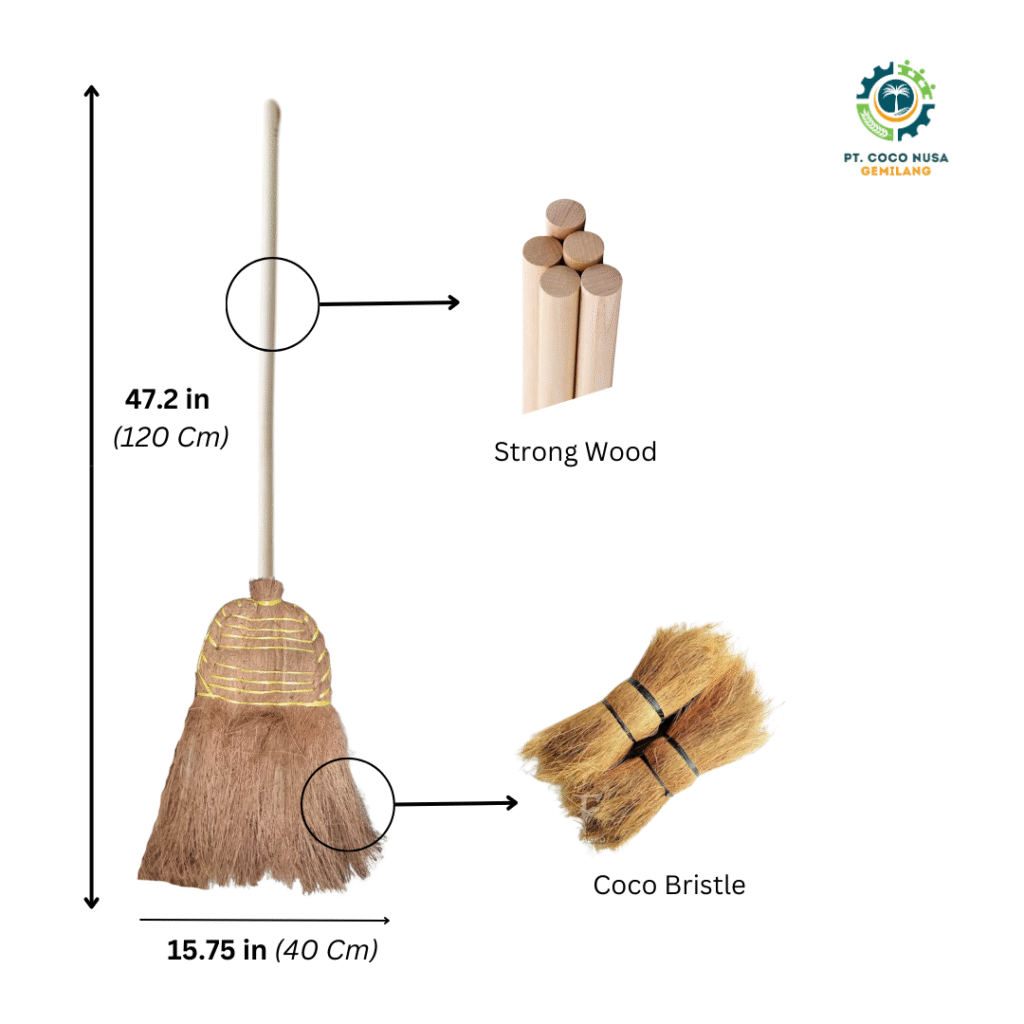 Coir broom supplier supplying handmade coir brooms for traditional cleaning tools