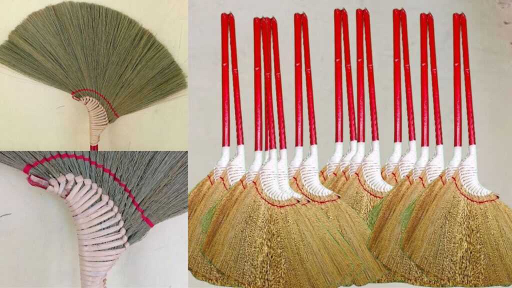 Sorghum broom made from natural sorghum grass for household cleaning