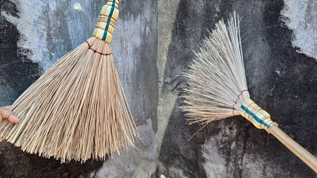 Palm broom leaf stick selected for strong and durable broom fibers