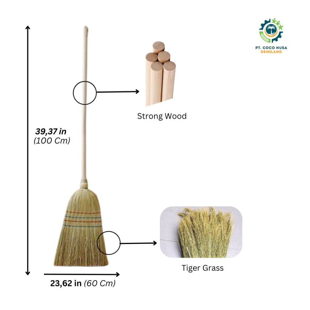 Straw broom supplier supplying handmade straw brooms for traditional cleaning tools