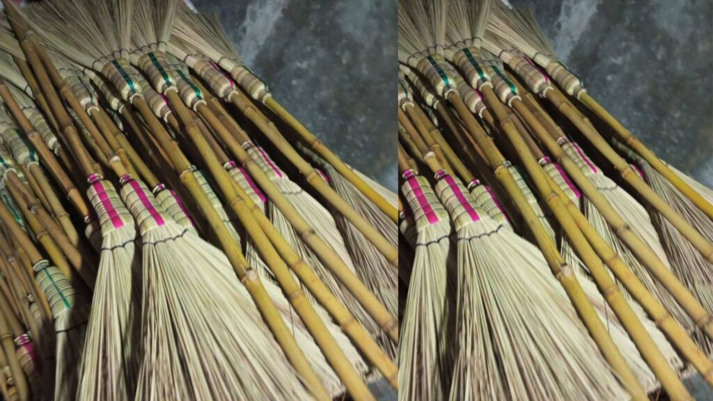 Palm broom leaf stick processed and sorted for quality broom production