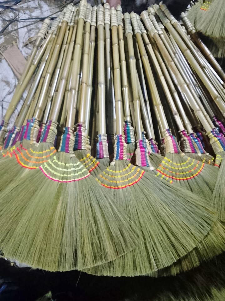 Eco friendly Tiger Grass Broom handmade from natural grass